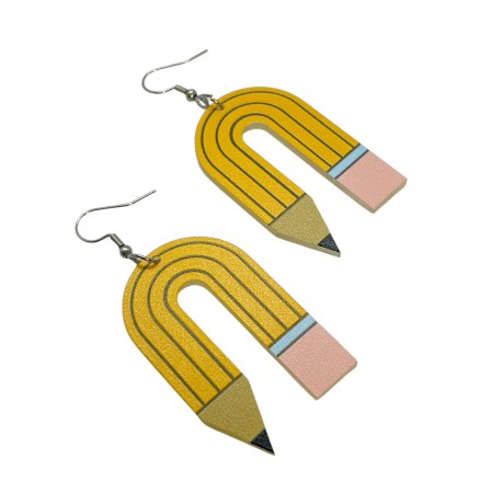 earrings steel hooks with yellow pencil